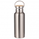 Stainless Steel Thermal Flask with Bamboo Lid Silver 500ml